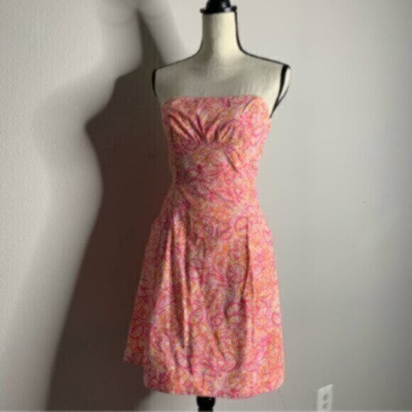 Lilly Pulitzer Delphina Orange & Pink Strapless Mini Dress - Picture 4 of 8